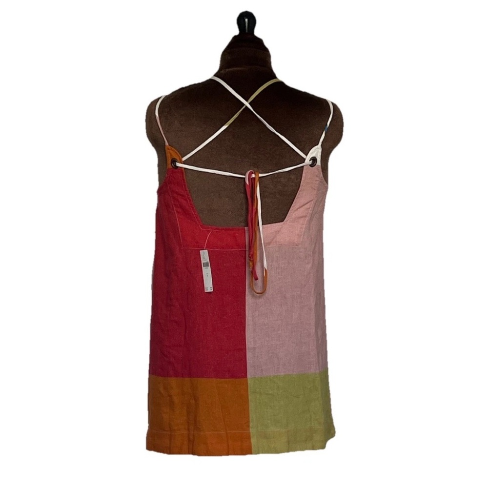 Celandine Anthropologie Shift Dress Linen Blend Red Pink Olive Size Medium NWT - Picture 7 of 12